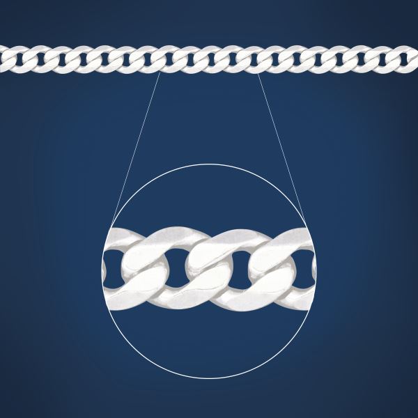 Sterling Silver FBSCD250 Flat Bevelled Diamond Cut Curb Link Chain Sterling Silver Chains 