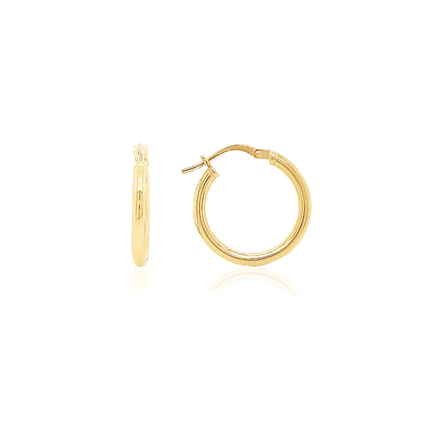 9ct Yellow Gold Silver Filled 15mm Diameter Hoop Earrings Gold Earrings 