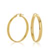9ct Yellow Gold 30mm Half Round Flat Hoop Earring