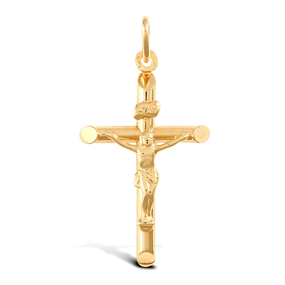 9ct Yellow Gold INRI Crucifix Cross Pendant - 5P0020 Gold Pendants 