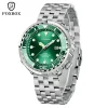 FOXBOX Fashion Watches Sports 50m Waterproof Watches Quartz Stainless Steel Wristwatch Date Watch - Silver/Green