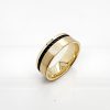 9ct Yellow Gold 7.5mm Wide Band with Black Zirconium Inlay