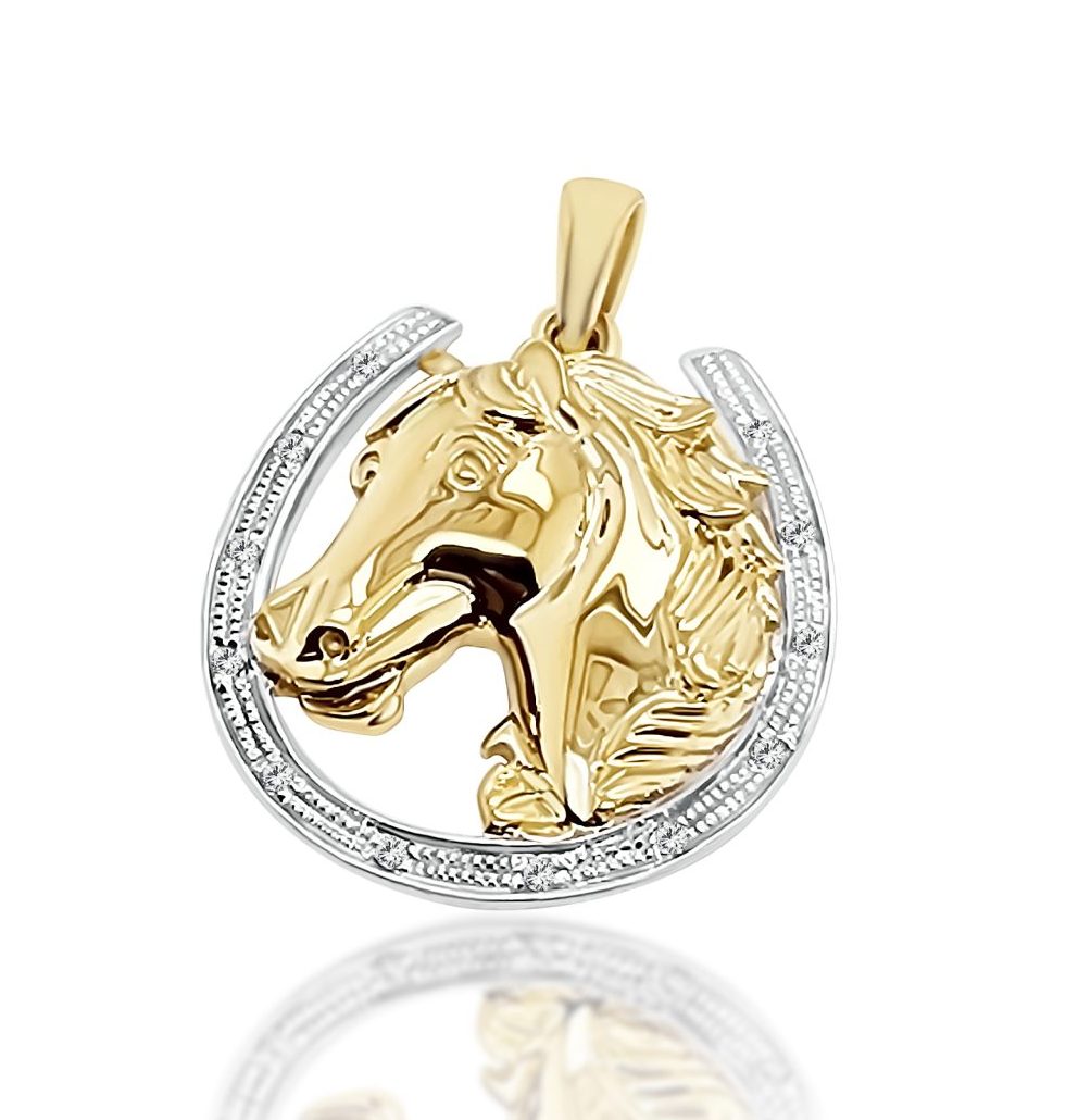 9ct Gold Horse Shoe Diamond Set Pendant Gold Pendants 
