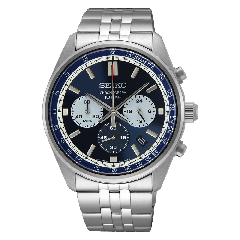 Seiko Men's Quartz Analog Blue Dial Sports 100m Chronograph - SSB427P1 Seiko 