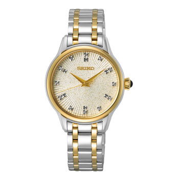 Seiko Women's Two-Tone Dress Watch With Diamond Set Dial - SRZ550P Seiko 