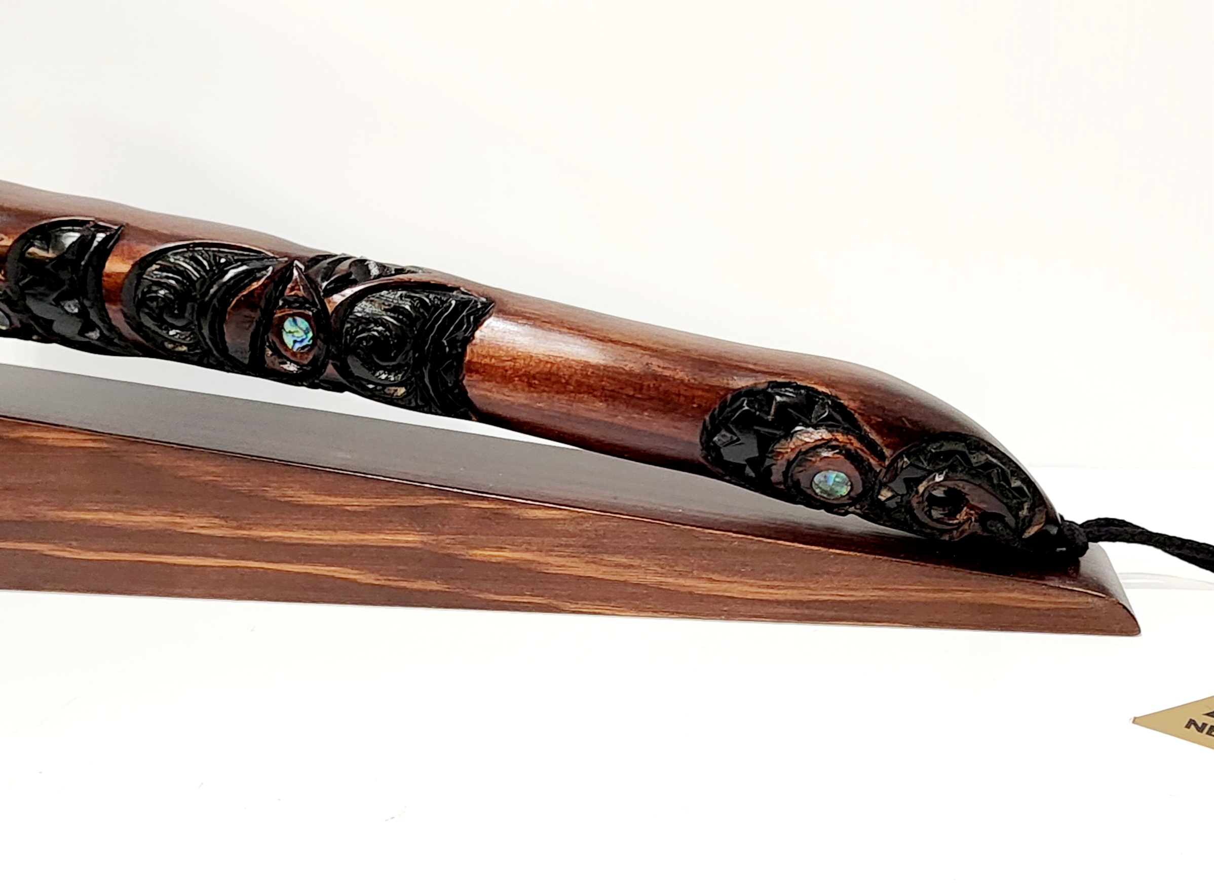 Large Wooden Carved Maori Axe - Toki Kaka Poto with New Zealand Greenstone on Stand NIXON, WATCH Large Wooden Carved Maori Axe - Toki Kaka Poto with New Zealand Greenstone on Stand NIXON, WATCH