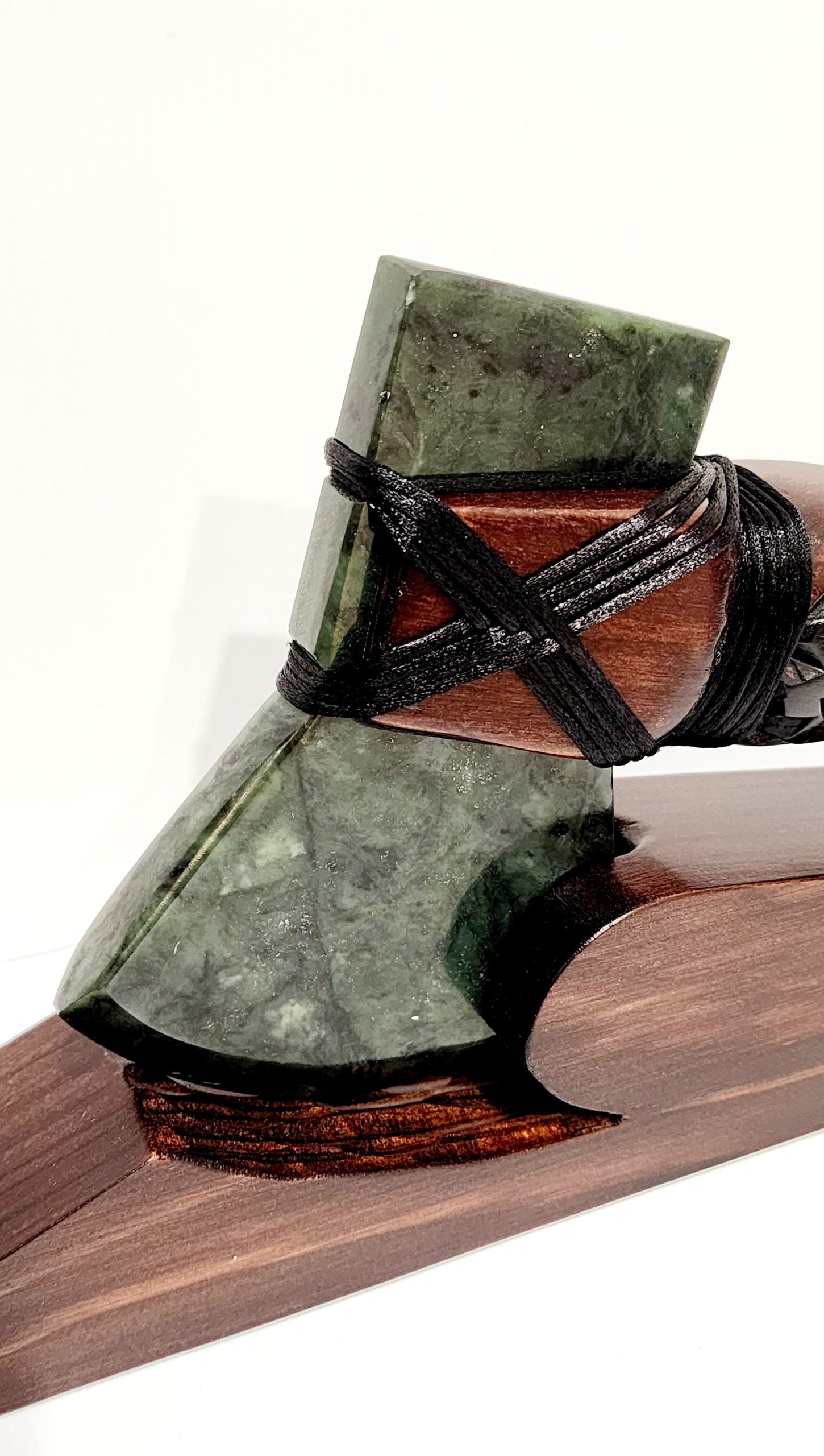 Large Wooden Carved Maori Axe - Toki Kaka Poto with New Zealand Greenstone on Stand NIXON, WATCH Large Wooden Carved Maori Axe - Toki Kaka Poto with New Zealand Greenstone on Stand NIXON, WATCH