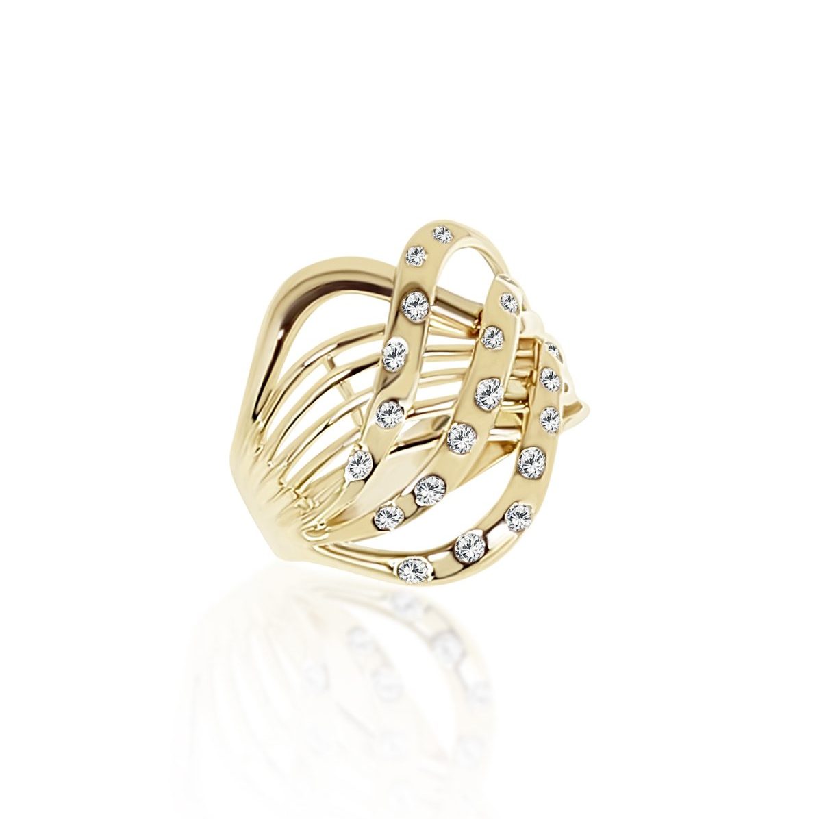 9ct Yellow Gold 0.25ct Diamond Swirl Ring Gold Rings 