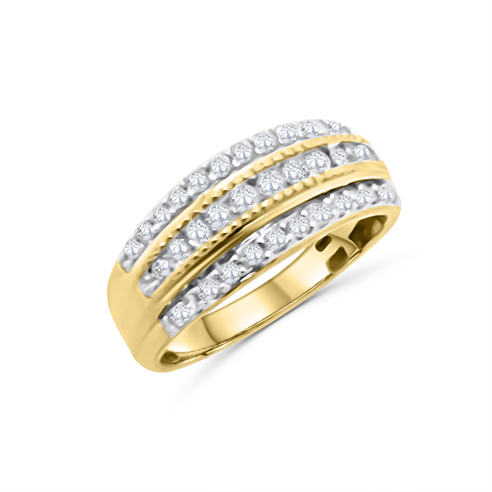 Three Row Ring with 0.50ct Diamonds in 10ct Yellow Gold Gold Rings 