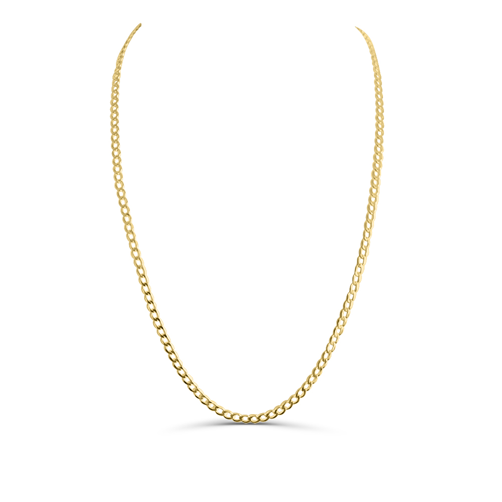 56cm 9ct Yellow Gold 80 gauge Solid Curb Link Chain Gold Chain 