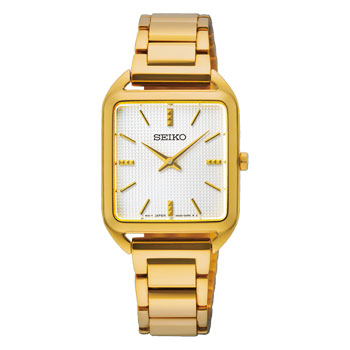 SEIKO Ladies Gold Tone Sqaure Face Dress Watch - SWR078P1 Seiko 