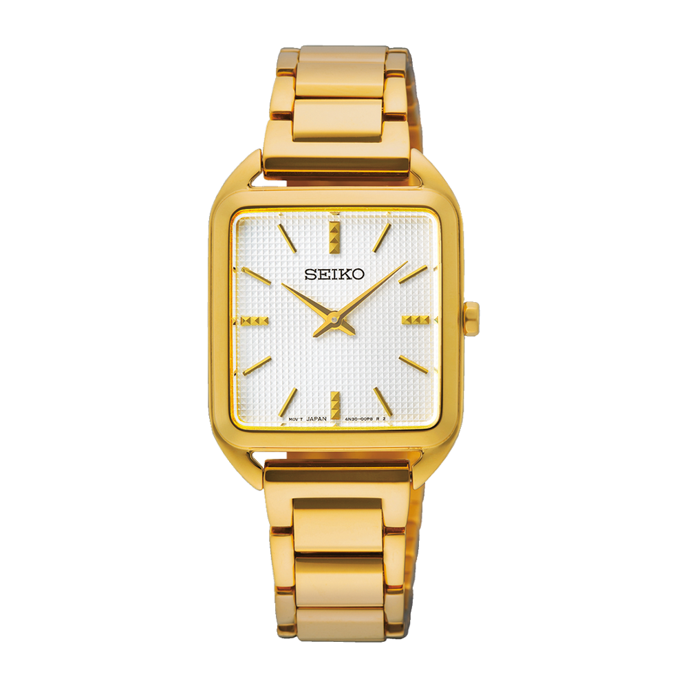 SEIKO Ladies Gold Tone Sqaure Face Dress Watch - SWR078P1 Seiko 
