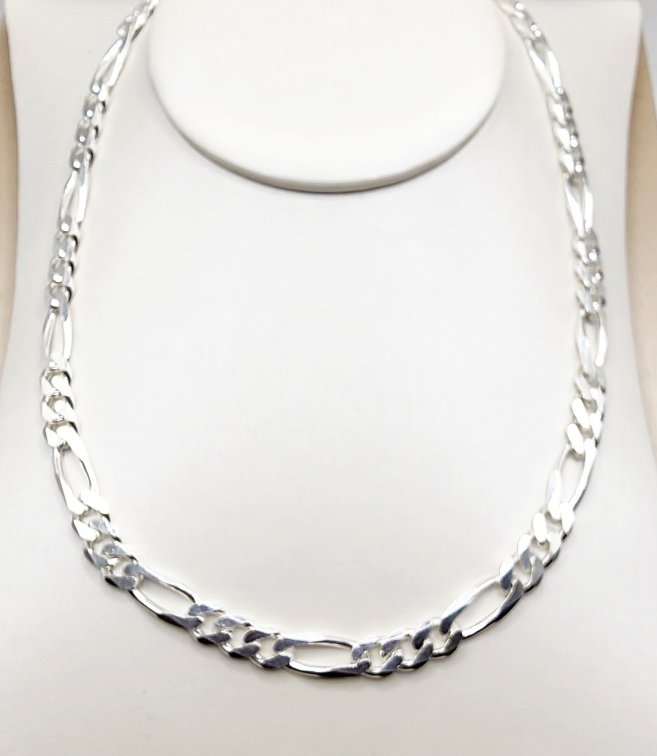 Sterling Silver FBSFD200 Flat Bevelled Diamond Cut Figaro 1/3 Link Chain 60cm Long Sterling Silver Chains 