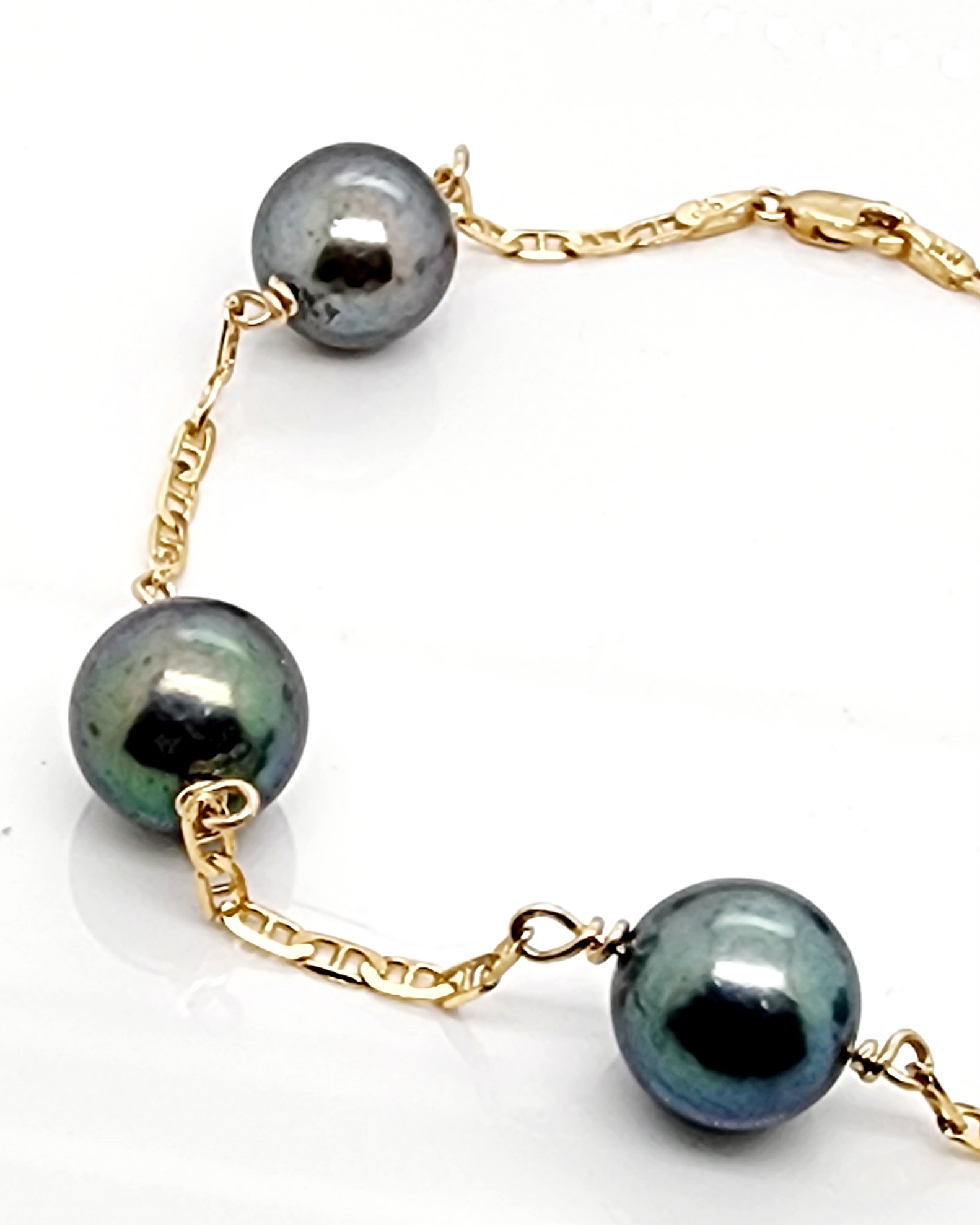 9ct Yellow Gold 11-13mm Round Tahitian Black Pearl Bracelet 24cm Long Gold Pearl Jewellery, Pearl Jewellery 9ct Yellow Gold 11-13mm Round Tahitian Black Pearl Bracelet 24cm Long Gold Pearl Jewellery, Pearl Jewellery