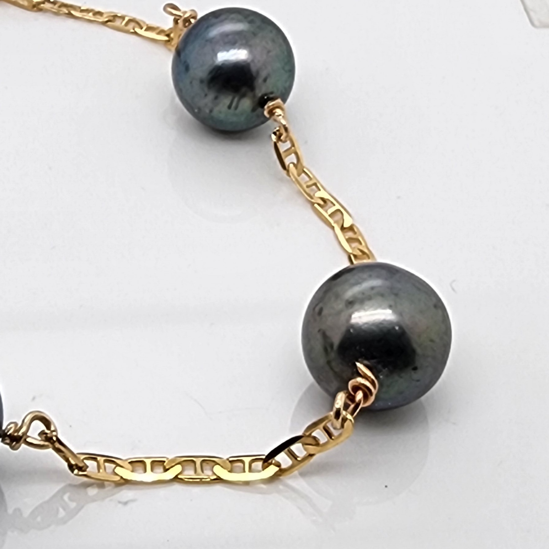 9ct Yellow Gold 11-13mm Round Tahitian Black Pearl Bracelet 24cm Long Gold Pearl Jewellery, Pearl Jewellery 9ct Yellow Gold 11-13mm Round Tahitian Black Pearl Bracelet 24cm Long Gold Pearl Jewellery, Pearl Jewellery