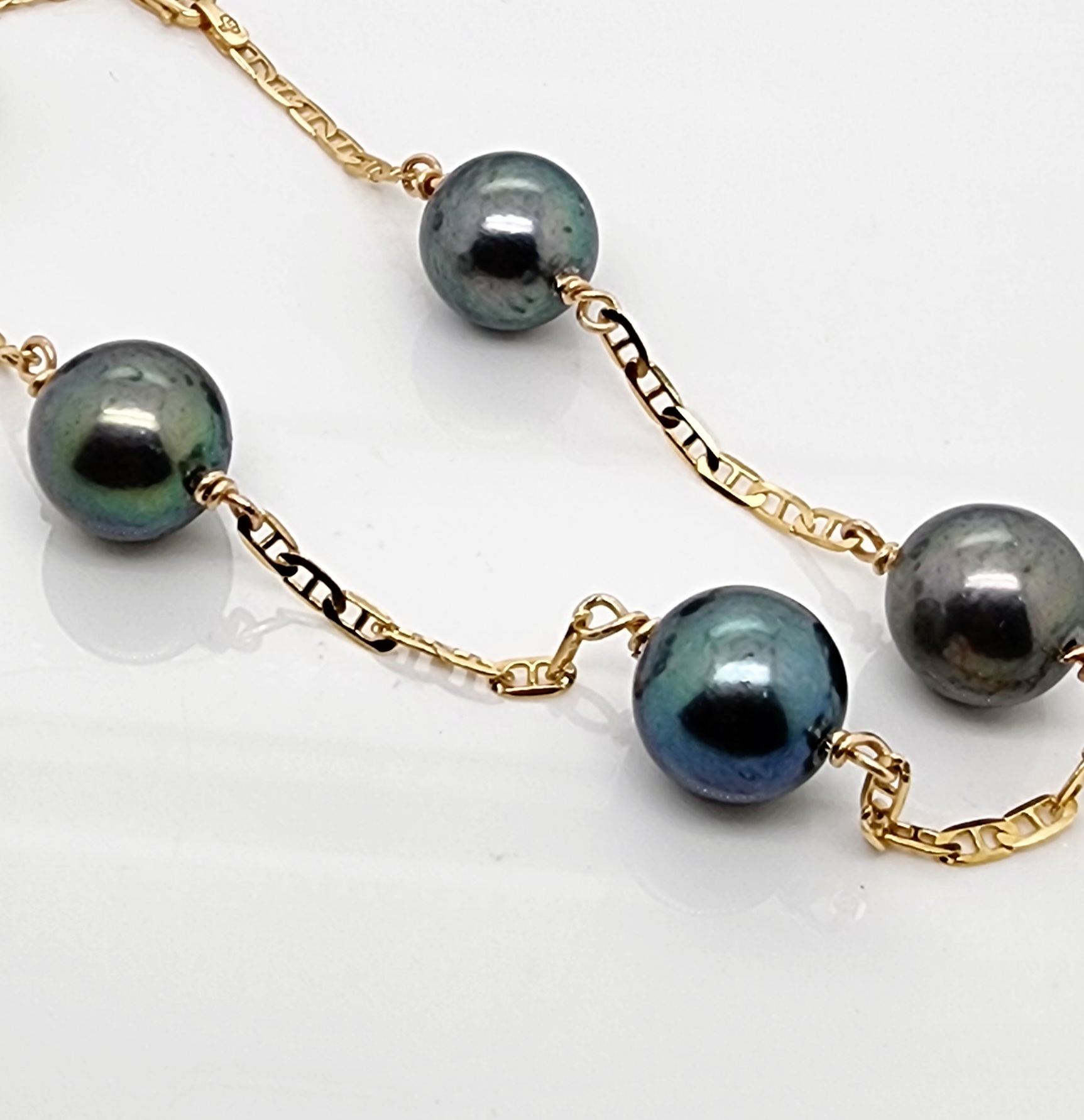 9ct Yellow Gold 11-13mm Round Tahitian Black Pearl Bracelet 24cm Long Gold Pearl Jewellery, Pearl Jewellery 9ct Yellow Gold 11-13mm Round Tahitian Black Pearl Bracelet 24cm Long Gold Pearl Jewellery, Pearl Jewellery