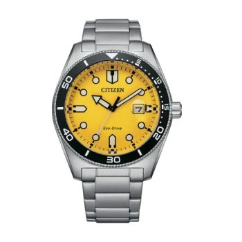 Citizen Eco-Drive Gents Stainless Steel with Yellow Dial Watch - AW1760-81Z Citizen Eco-Drive 