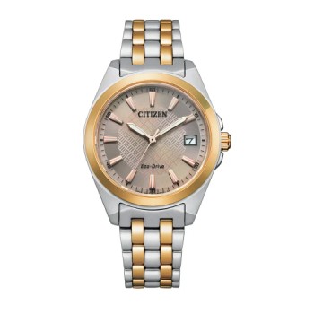Citizen Ladies Eco-Drive Bi-Tone Silver & Rose Gold with Ivory Tone Dial Watch - EO1226-59X Citizen Eco-Drive 