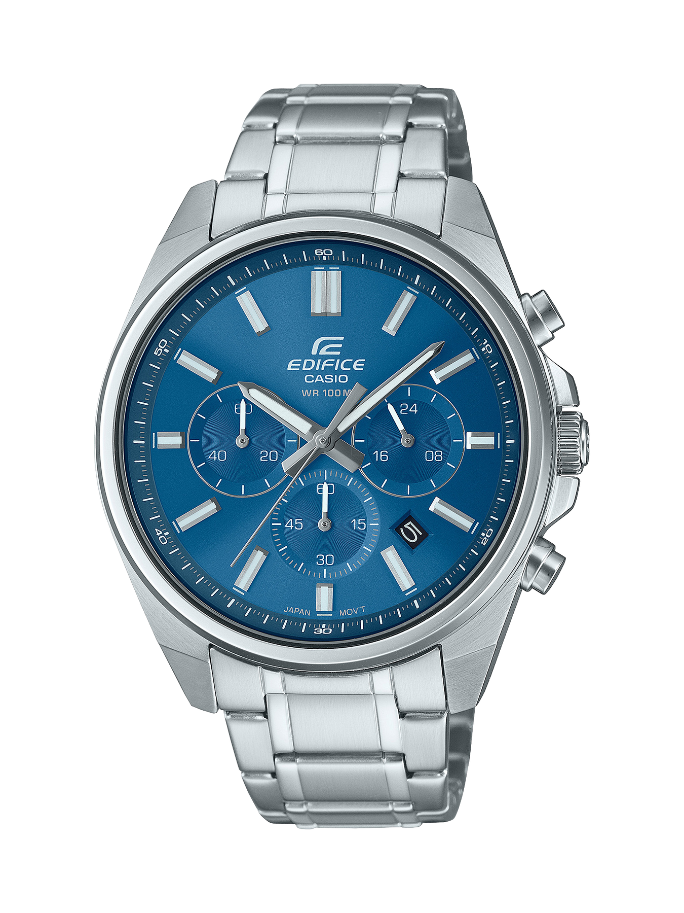 Casio Edifice Analogue Chronograph 100M WR Blue Face Stainless Steel Band Watch - EFV650D-2A CASIO EDIFICE 