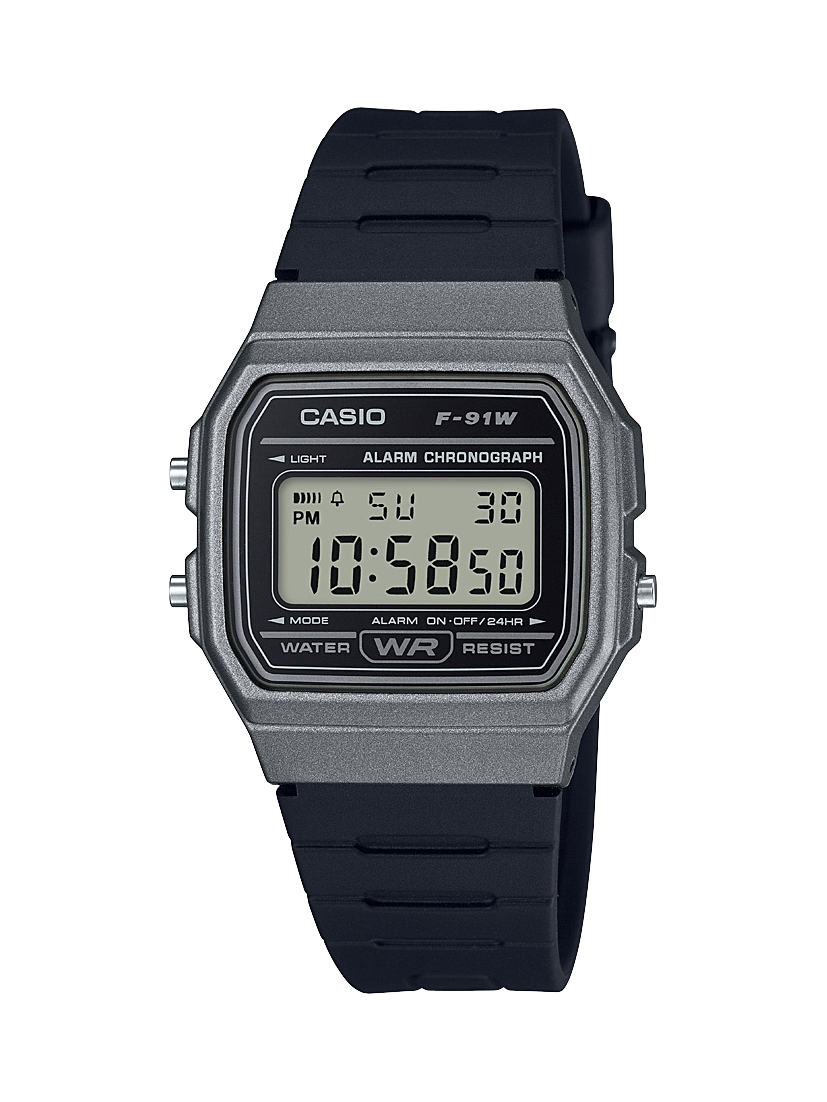 Casio Basic Mens Digital Silver with Black Strap - F91WM-1B CASIO 