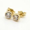 9ct Yellow Gold 4mm Round Bezel Set Cubic Zirconia Stud Earrings