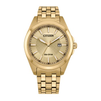 Citizen Eco-Drive Gents Gold Tone Gold Dial 100M Dress Watch - BM7532-54P Citizen Eco-Drive 