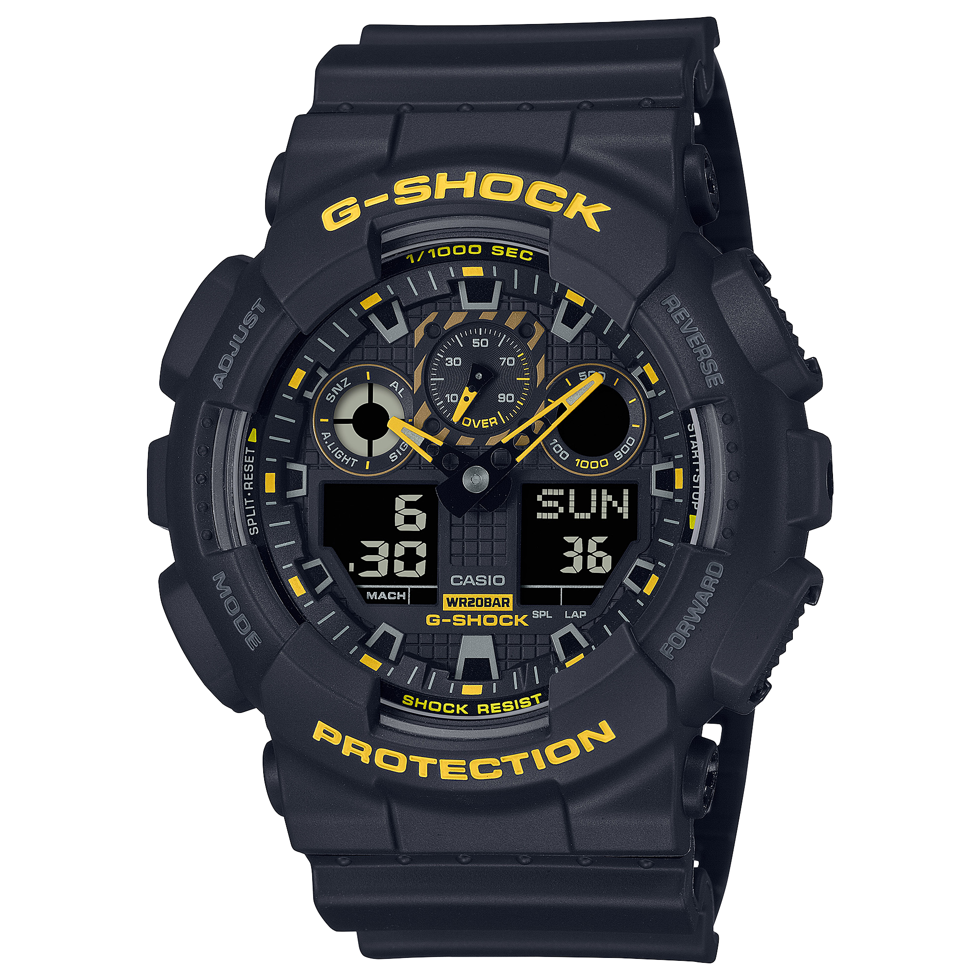 Casio G-Shock Duel Black & Yellow 200M WR Black Resin Band - GA100CY-1ADR G-SHOCK 