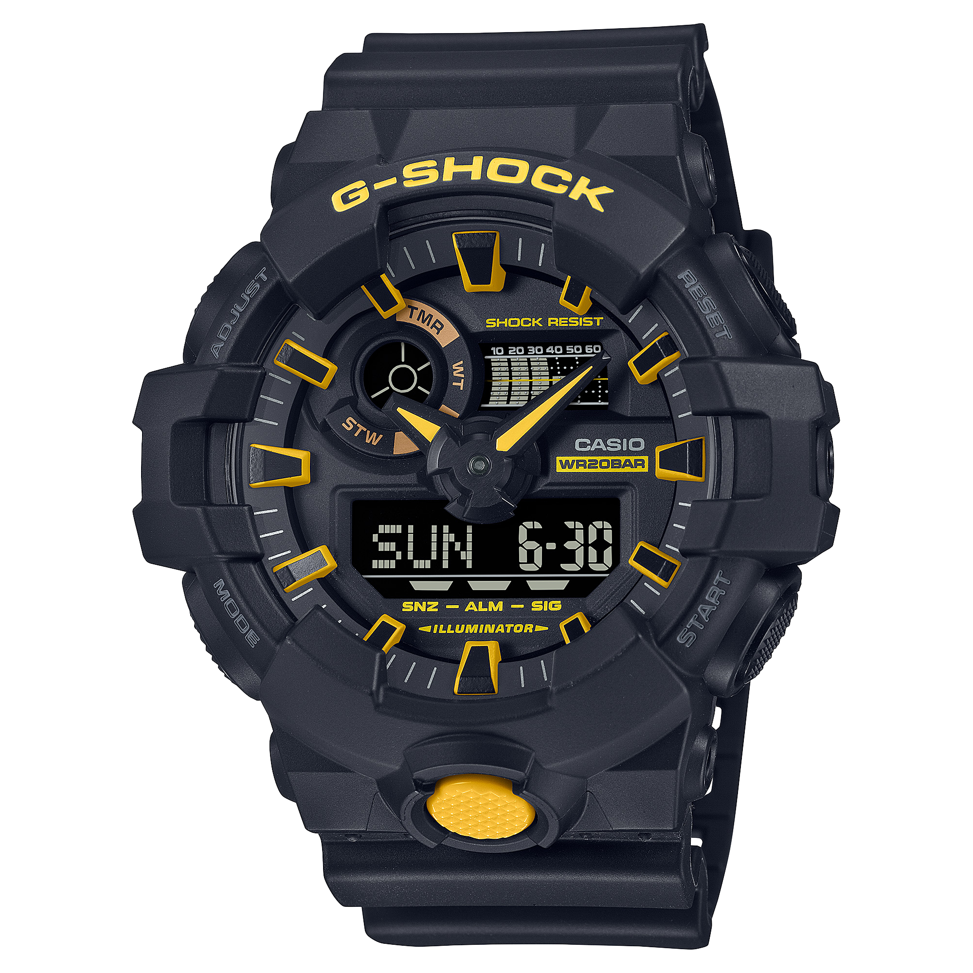 Casio G-Shock Duel Black & Yellow 200M WR Black Resin Band - GA700CY-1A G-SHOCK 