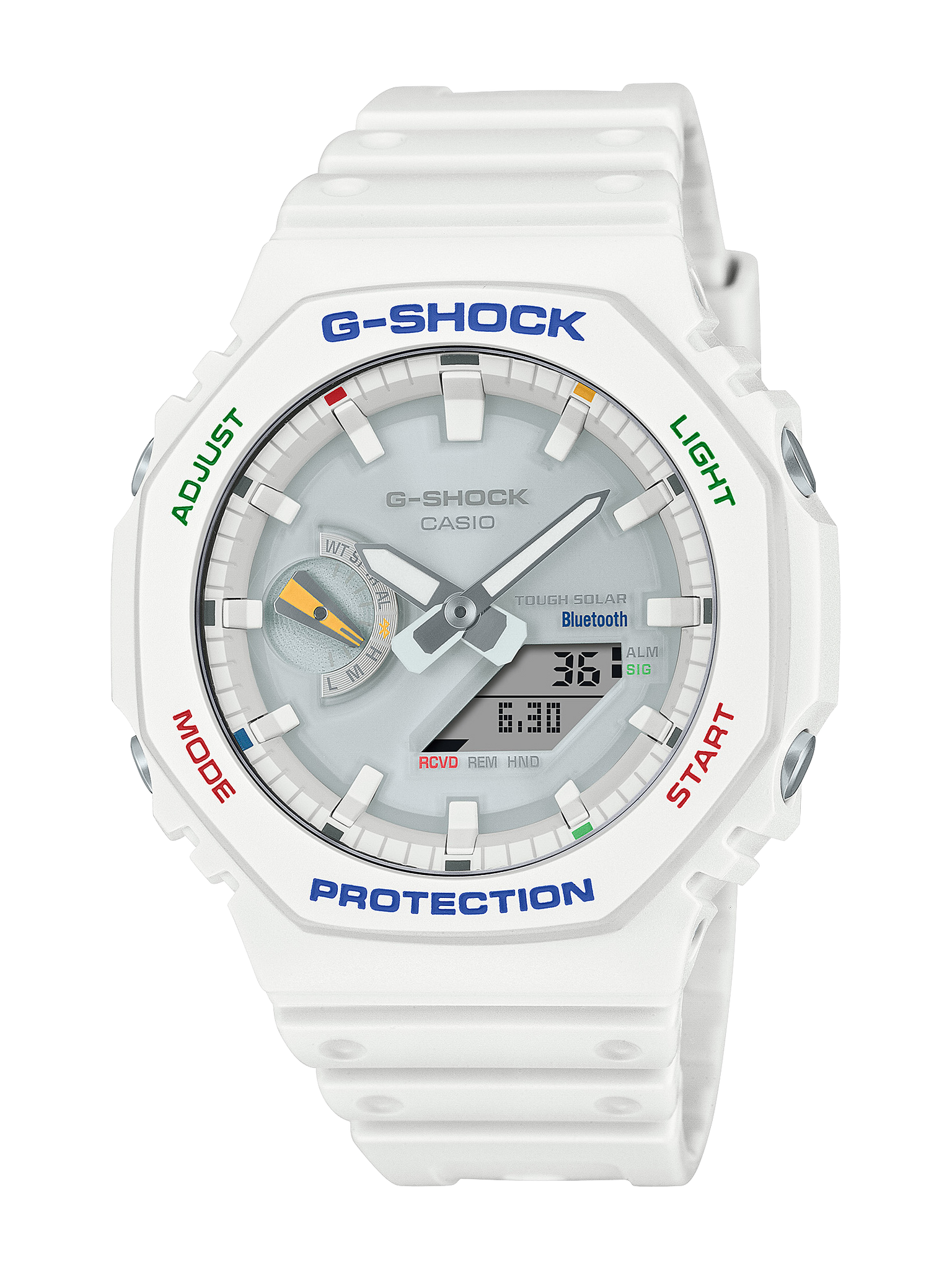 Casio G-Shock Multi Colour Solar Powered Bluetooth 200m WR White Face White Resin Band Watch - GAB2100FC-7A G-SHOCK 