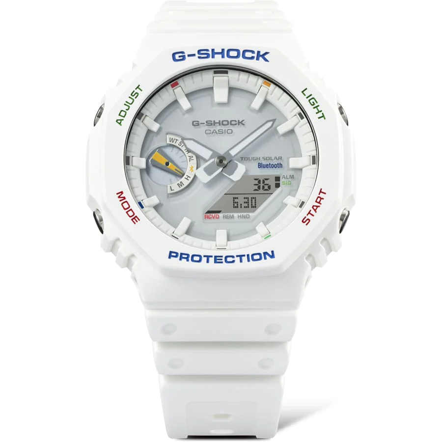 Casio G-Shock Multi Colour Solar Powered Bluetooth 200m WR White Face White Resin Band Watch - GAB2100FC-7A G-SHOCK Casio G-Shock Multi Colour Solar Powered Bluetooth 200m WR White Face White Resin Band Watch - GAB2100FC-7A G-SHOCK