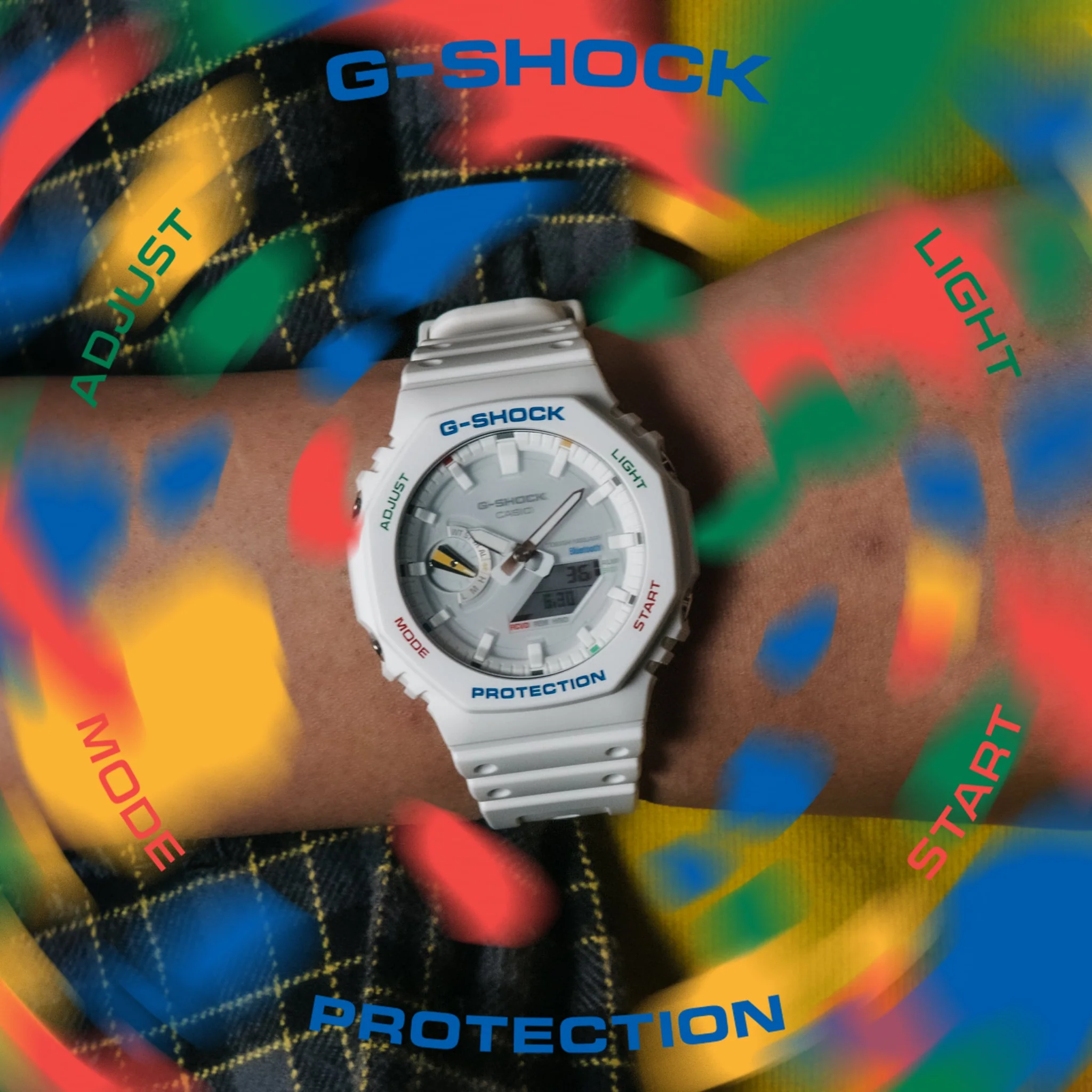 Casio G-Shock Multi Colour Solar Powered Bluetooth 200m WR White Face White Resin Band Watch - GAB2100FC-7A G-SHOCK Casio G-Shock Multi Colour Solar Powered Bluetooth 200m WR White Face White Resin Band Watch - GAB2100FC-7A G-SHOCK