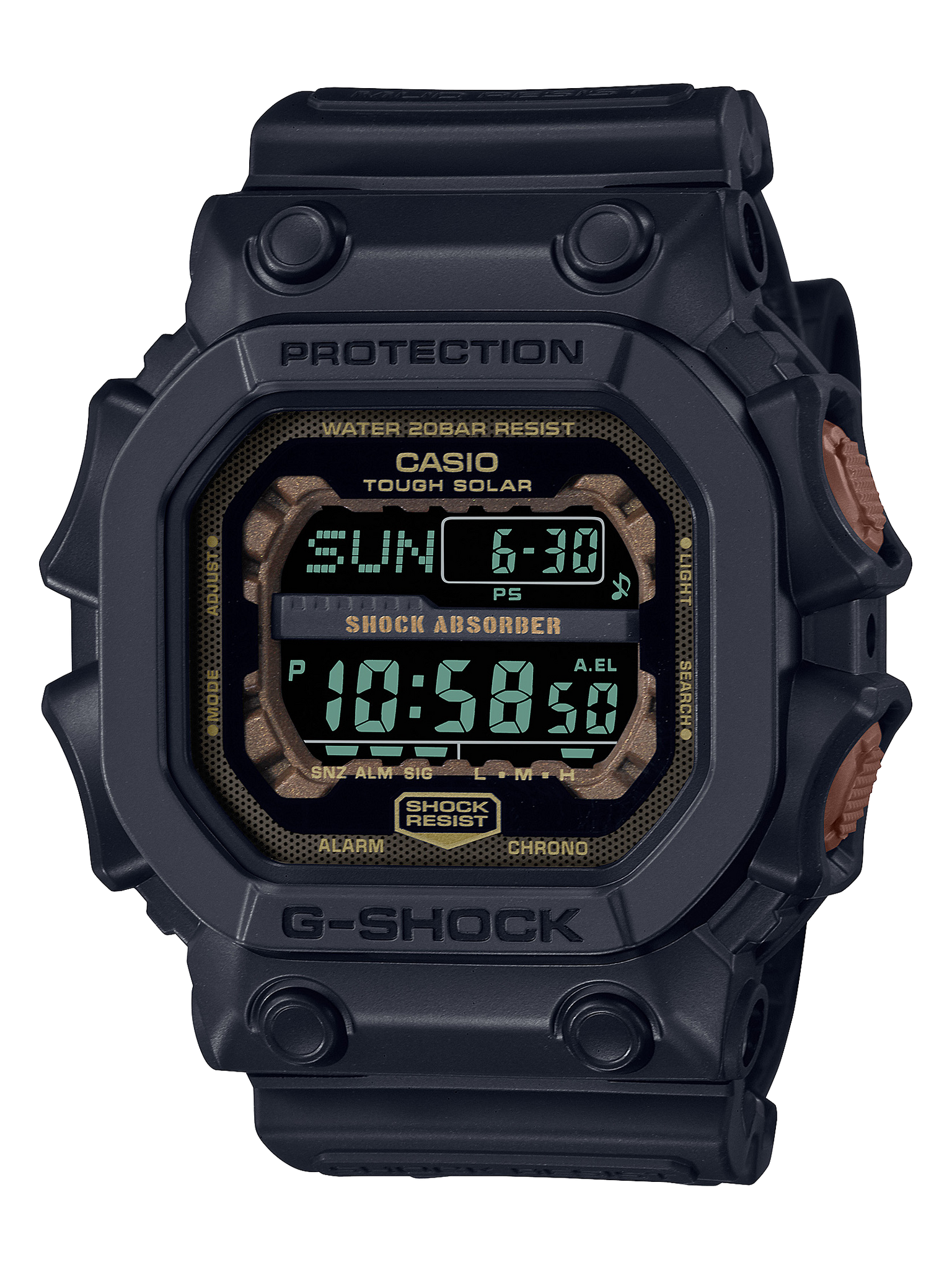 Casio G-Shock XL DIGI 200M Neoclassic Black & Rust Colour Black Face Bezel - GX56RC-1D G-SHOCK 
