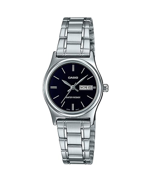Casio Women's  Analogue Standard Stainless Steel Black Dial Day & Date Watch - LTP-V006D-1B2 CASIO 