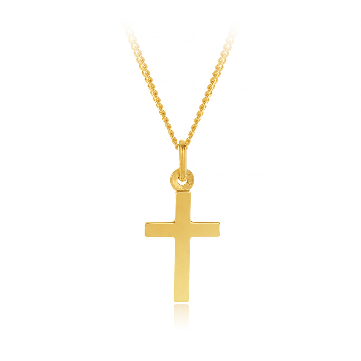9ct Yellow Gold Polished Plain Flat Cross, 18mm Length, 12mm Width Gold Pendants 