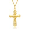 9ct Yellow Gold Polished Flat Profile Fan Out Edges Crucifix 25mm Length, 18mm Width