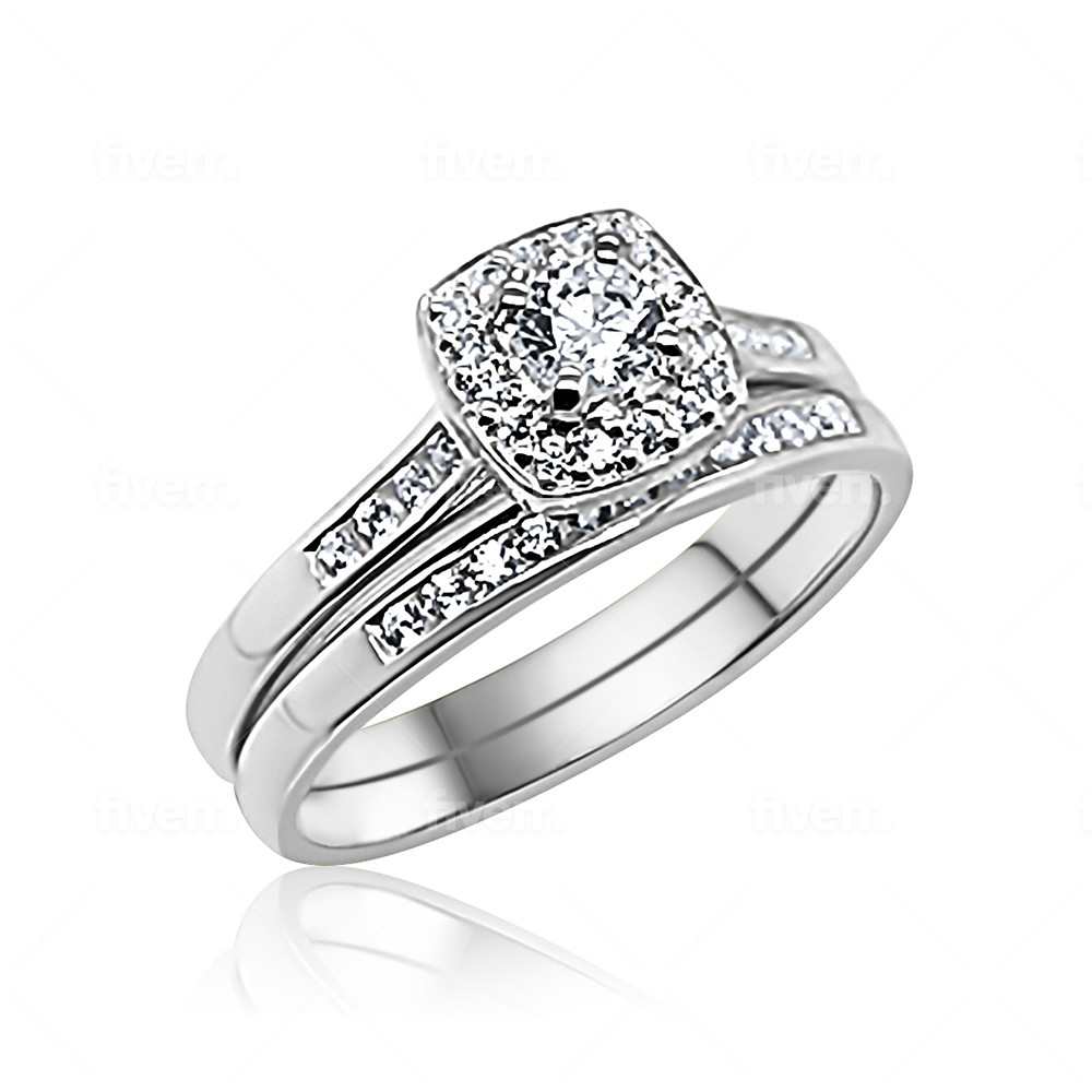 Sterling Silver 2 Piece Bridal Set with Cubic Zirconia Setting Ring Sterling Silver Rings Sterling Silver 2 Piece Bridal Set with Cubic Zirconia Setting Ring Sterling Silver Rings