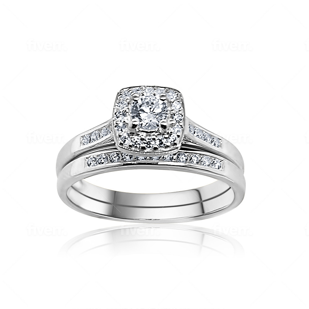 Sterling Silver 2 Piece Bridal Set with Cubic Zirconia Setting Ring Sterling Silver Rings Sterling Silver 2 Piece Bridal Set with Cubic Zirconia Setting Ring Sterling Silver Rings