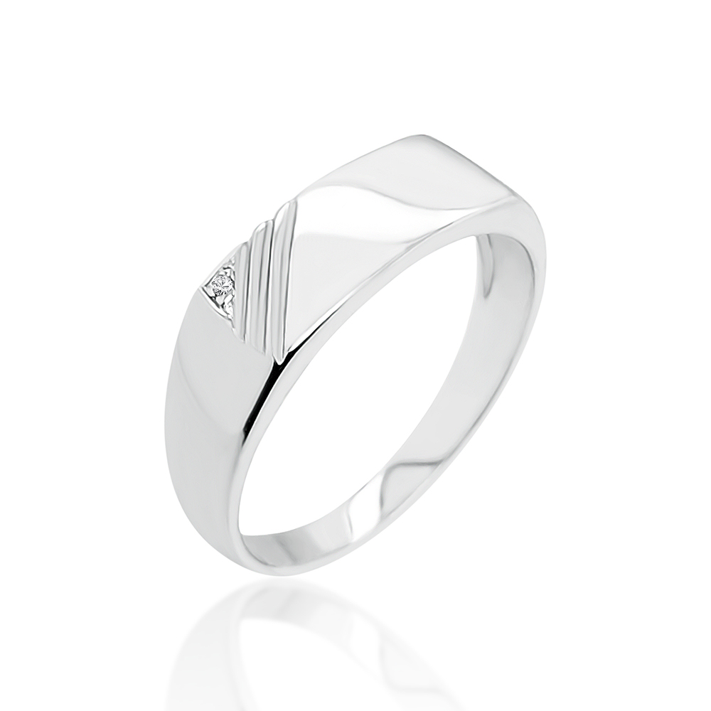 Sterling Silver Mens Wedding / Signet Ring with Cubic Zirconia Setting SKU-D6598 -S/S Sterling Silver Rings Sterling Silver Mens Wedding / Signet Ring with Cubic Zirconia Setting SKU-D6598 -S/S Sterling Silver Rings