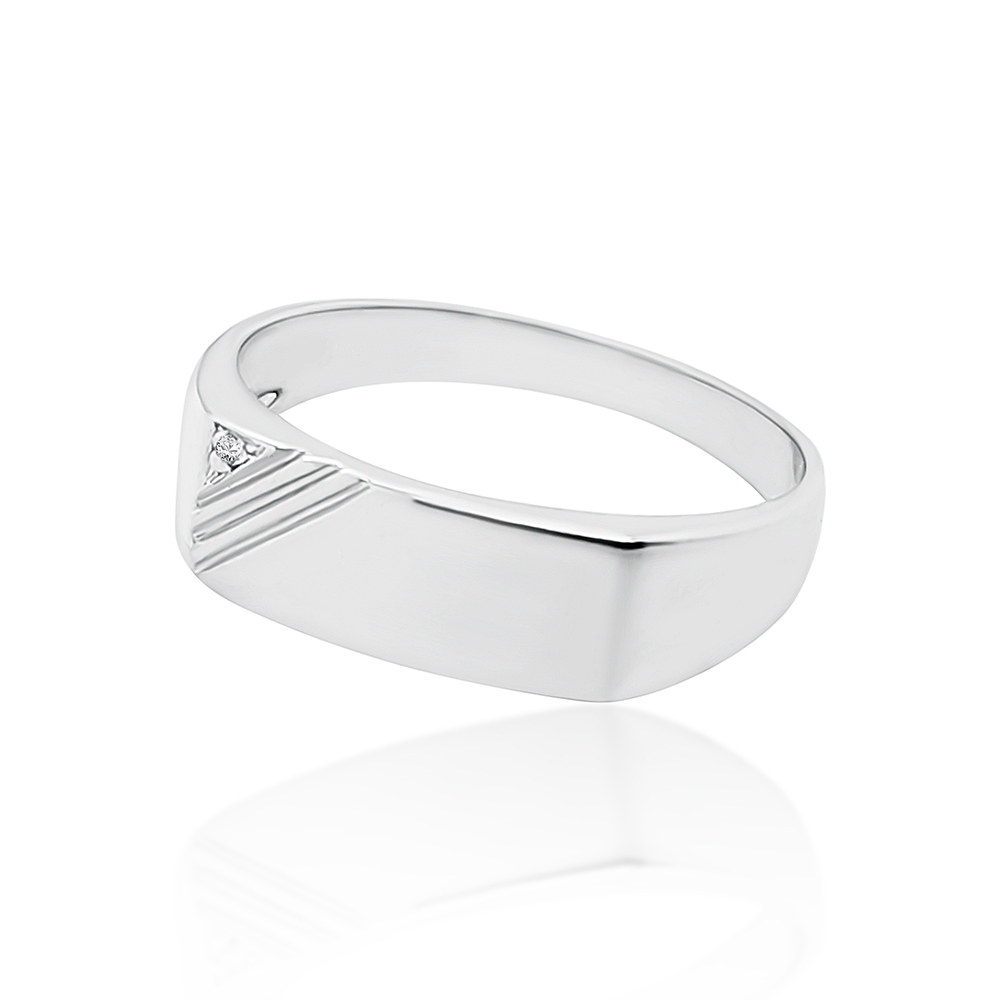 Sterling Silver Mens Wedding / Signet Ring with Cubic Zirconia Setting SKU-D6598 -S/S Sterling Silver Rings Sterling Silver Mens Wedding / Signet Ring with Cubic Zirconia Setting SKU-D6598 -S/S Sterling Silver Rings