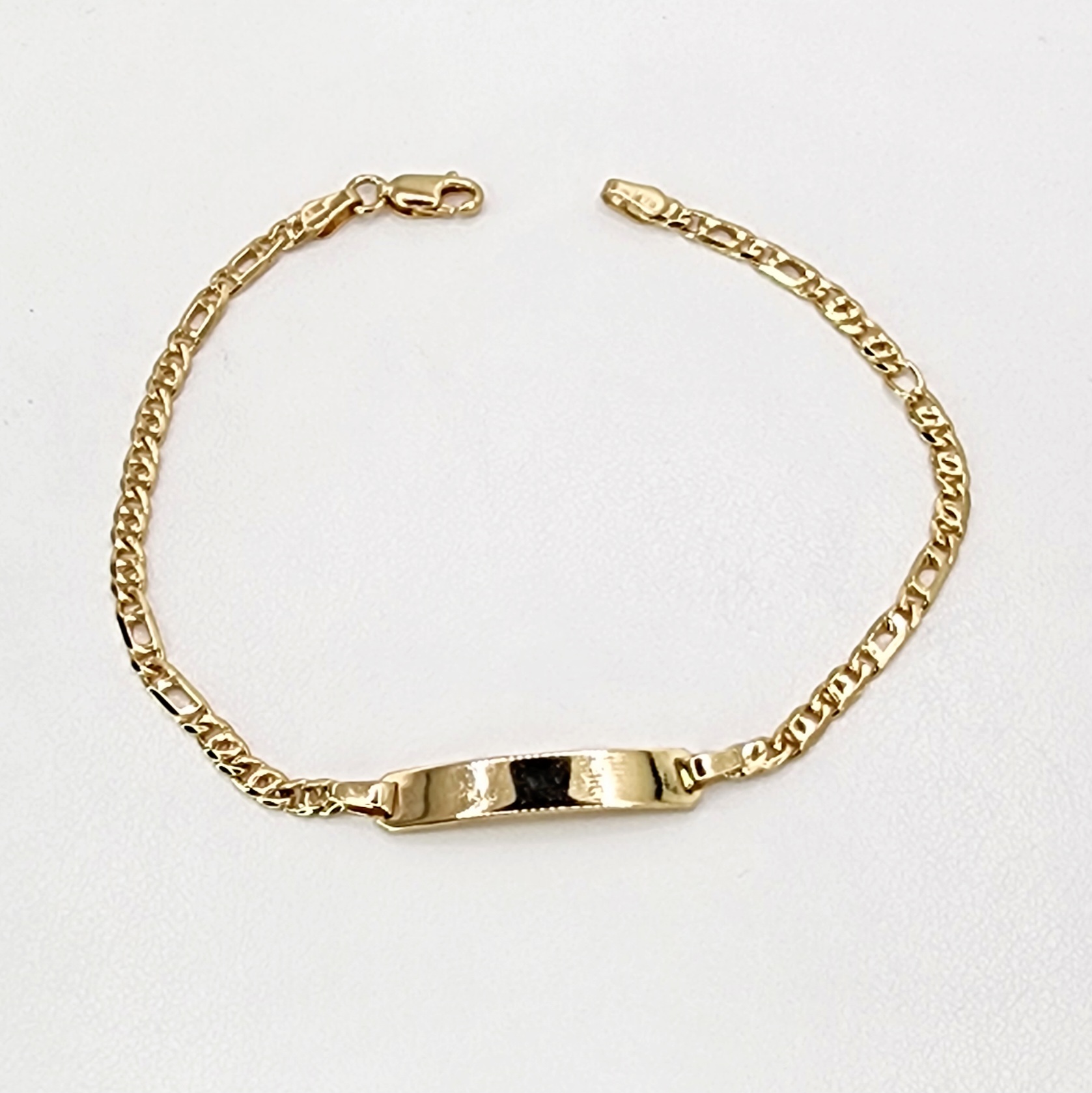 9ct Yellow Gold Anchor Link ID Bracelet 20cm Long Gold Chain 