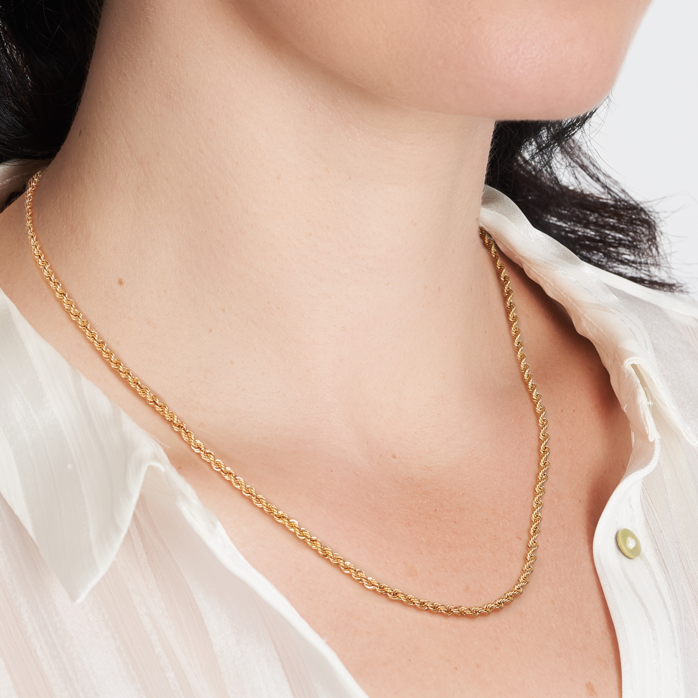 9ct Yellow Gold Classic Hollow 2.7mm Rope Chain 45cm Long Gold Chain 9ct Yellow Gold Classic Hollow 2.7mm Rope Chain 45cm Long Gold Chain