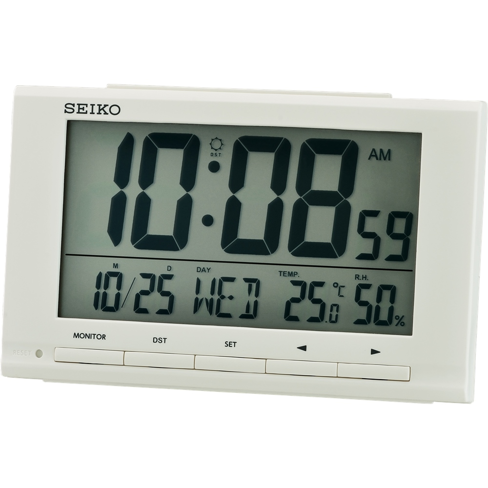 Seiko Digital White Case Table Alarm Clock - QHL090-W Seiko 