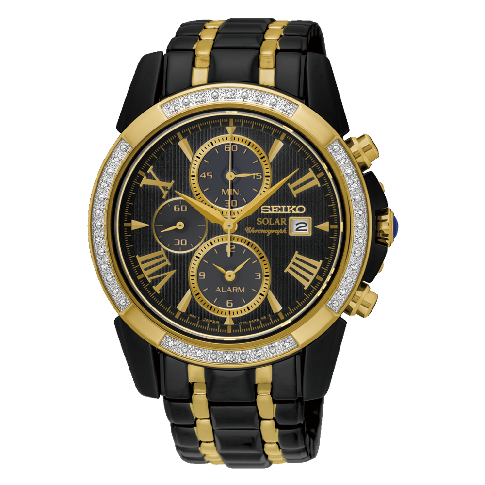 Seiko Le Grand Sport Diamond Set Black Tone Mens Chronograph Watch - SSC514P Seiko 