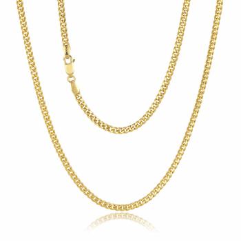 9ct Yellow Gold Squared Edge Hollow Curb Link 80 Gauge 2mm, 55cm Gold Chain 