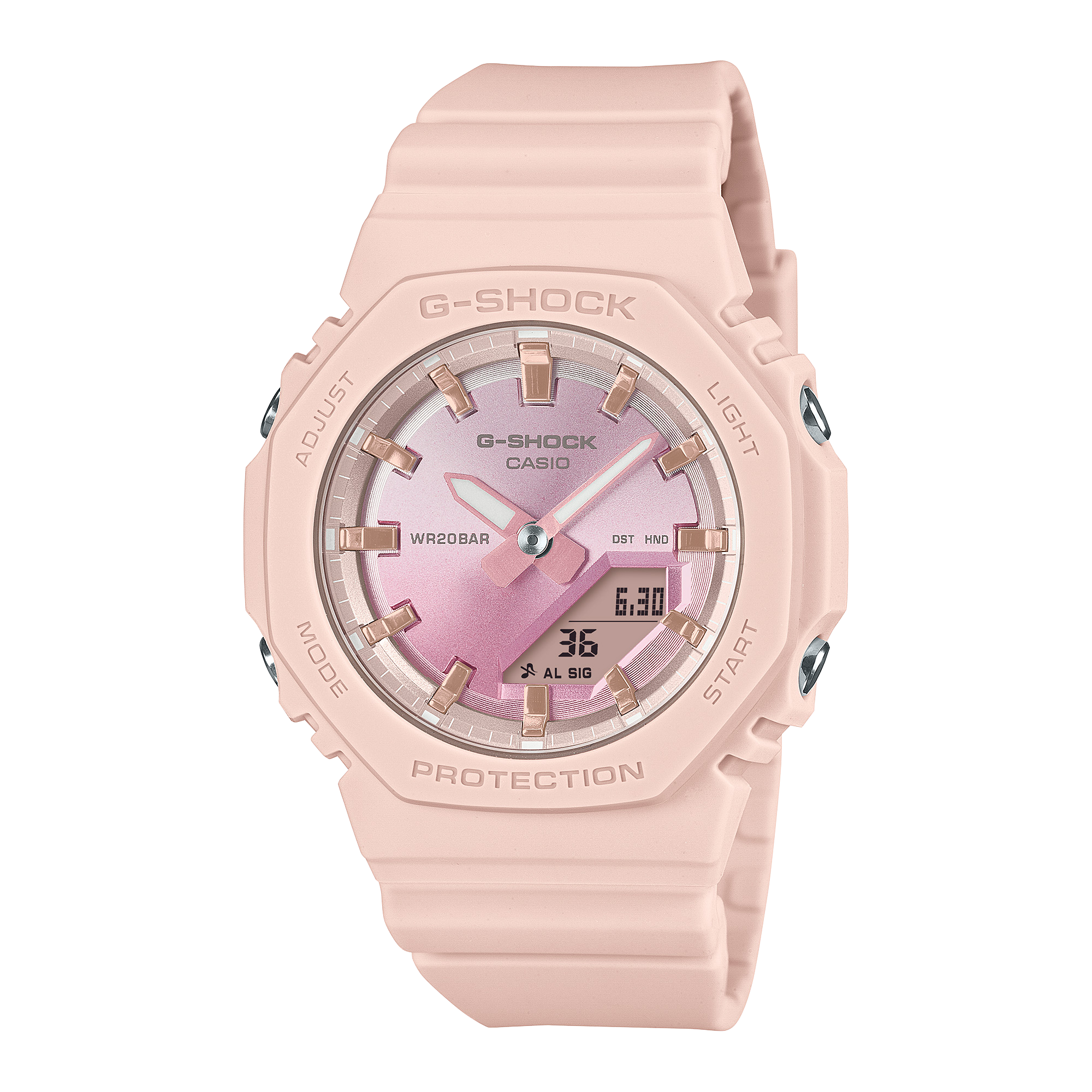 Casio G-Shock Womens Analog/Digital Midsize Sunset Glow Series 200m WR Pink Dial Pink Resin Band - GMAP2100SG-4A G-SHOCK 