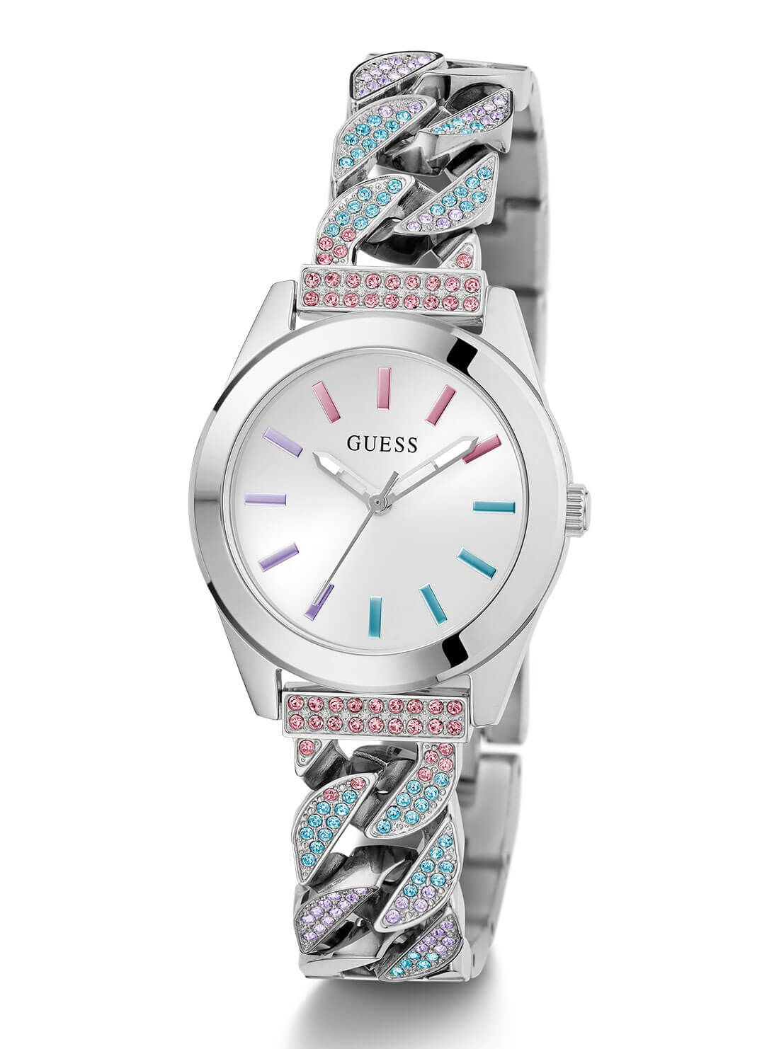 Guess Silver Serena Multi Glitz Link Watch - GW0546L4 GUESS 
