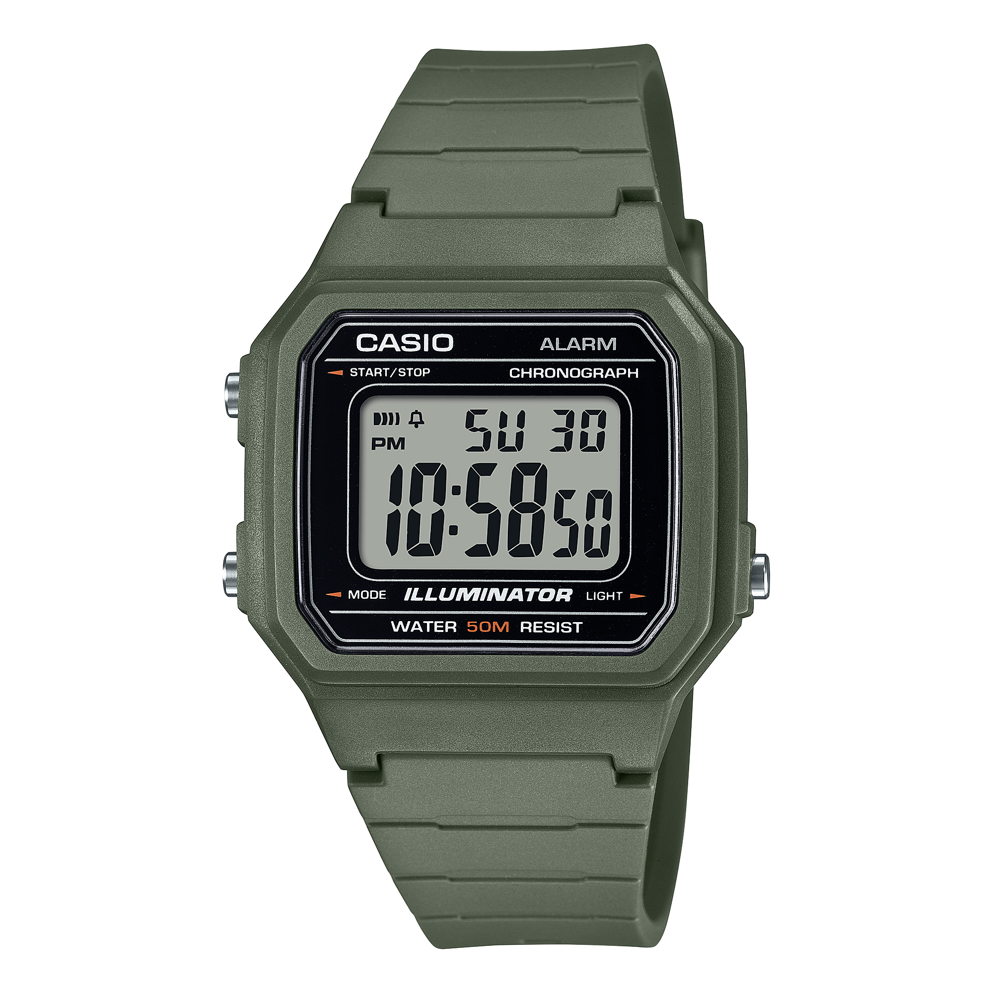 Casio Digital Utility Green Colour 50M WR Watch - W217H-3A CASIO Casio Digital Utility Green Colour 50M WR Watch - W217H-3A CASIO