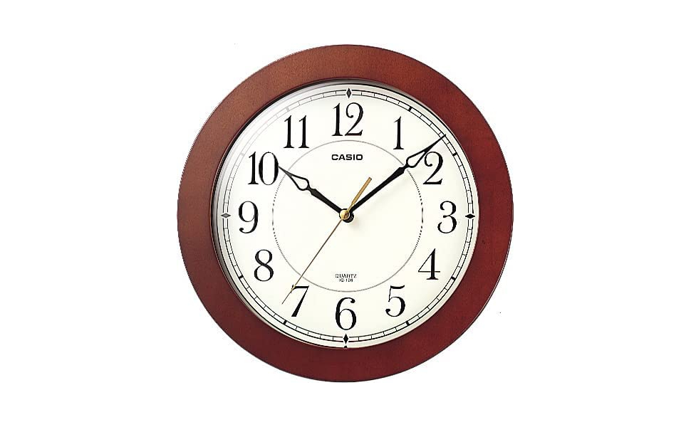 Casio Wall Clock Marron Wood Frame and Beige Dial - IQ126-5D Seiko 