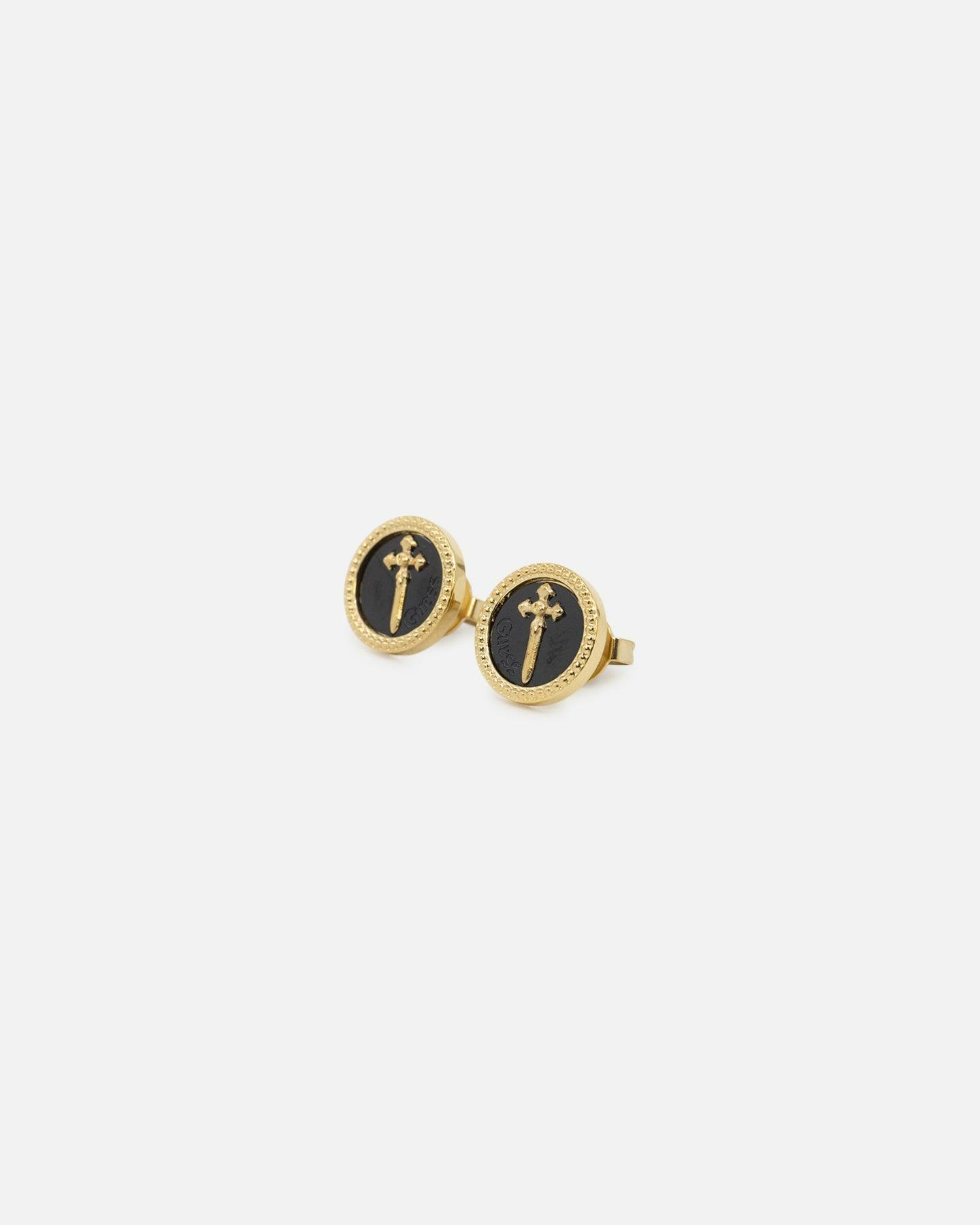 Guess Gold Tone 12mm South Alameda Dagger Coin Studs GUESS JEWELLERY 