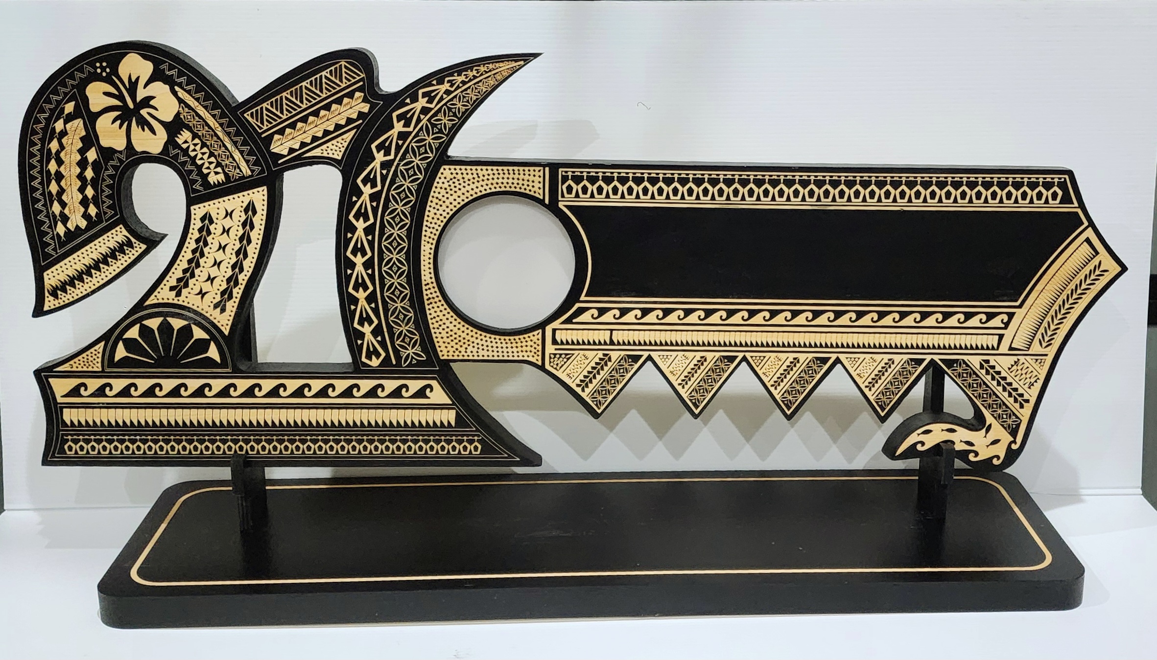 21st Wooden Key Black Shade Island Design On Stand With Hibiscus Flower 21st Keys 